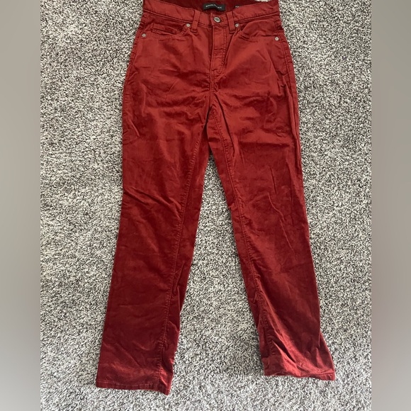 Banana Republic velvet high rise slim ankle length pants cabin red - Picture 2 of 6